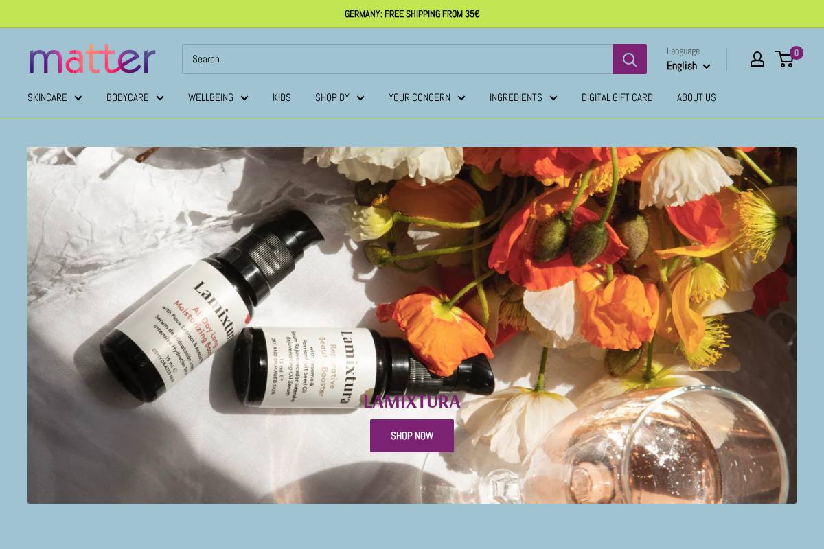 Skin Matter homepage screenshot