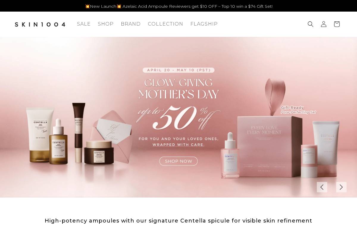 Skin1004 homepage screenshot