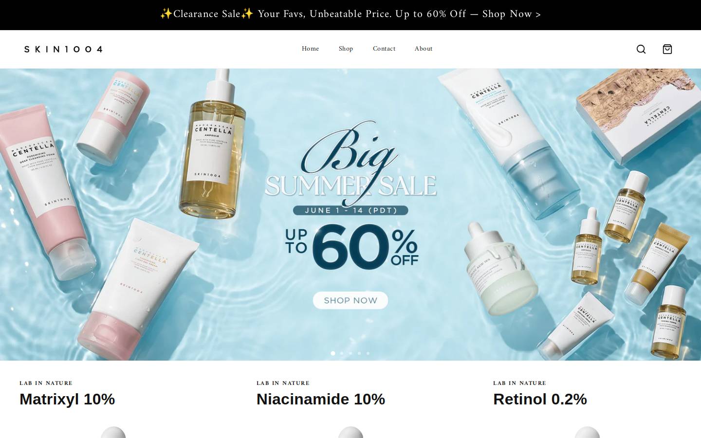 skin1004online.com homepage screenshot