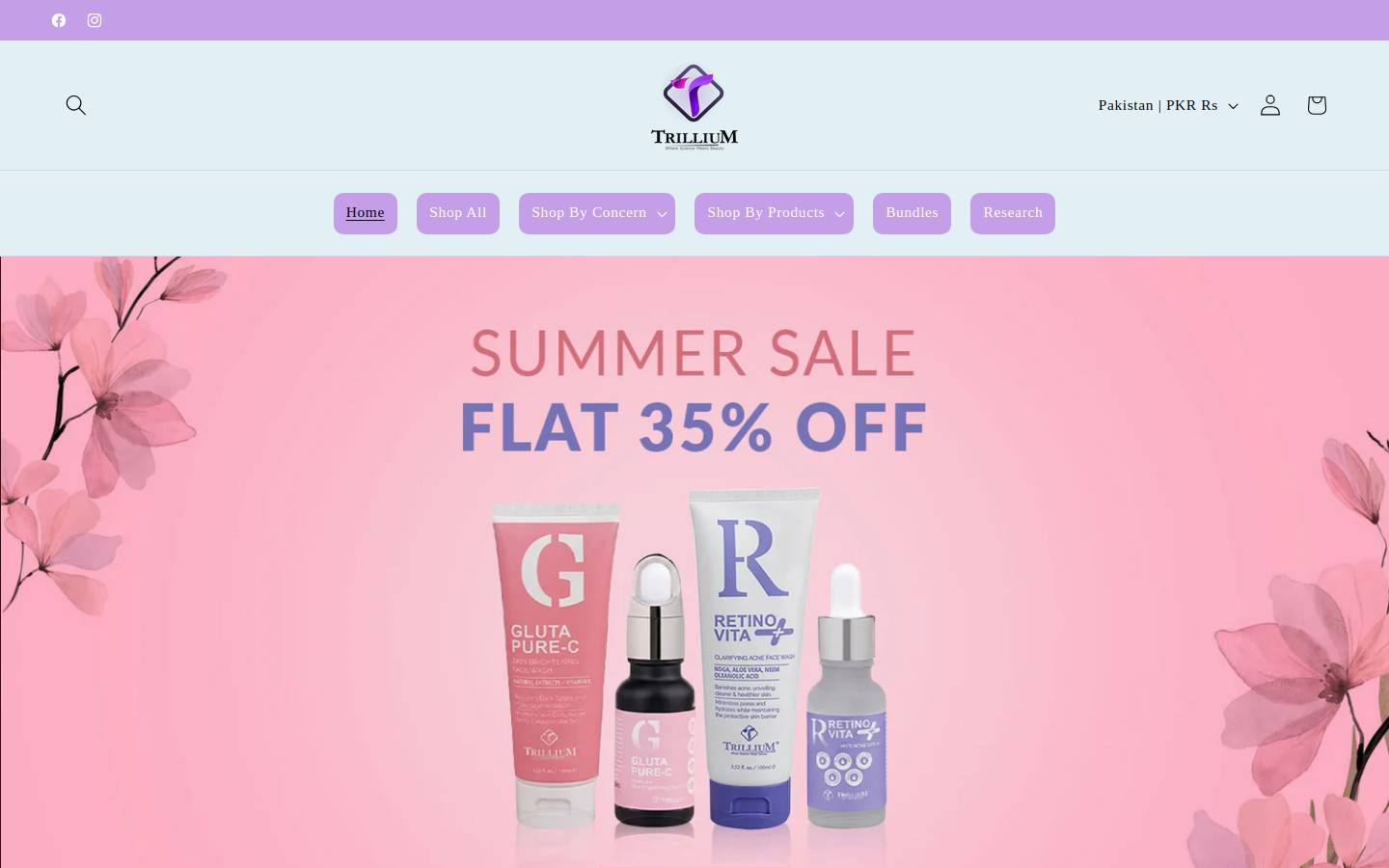 skinbytrillium.com homepage screenshot