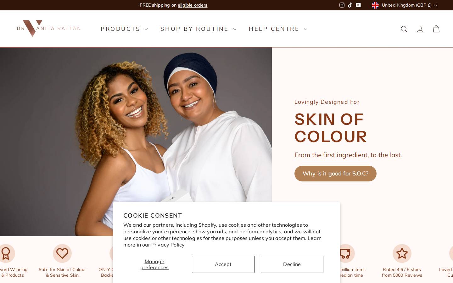 Skincare by Dr. V homepage screenshot