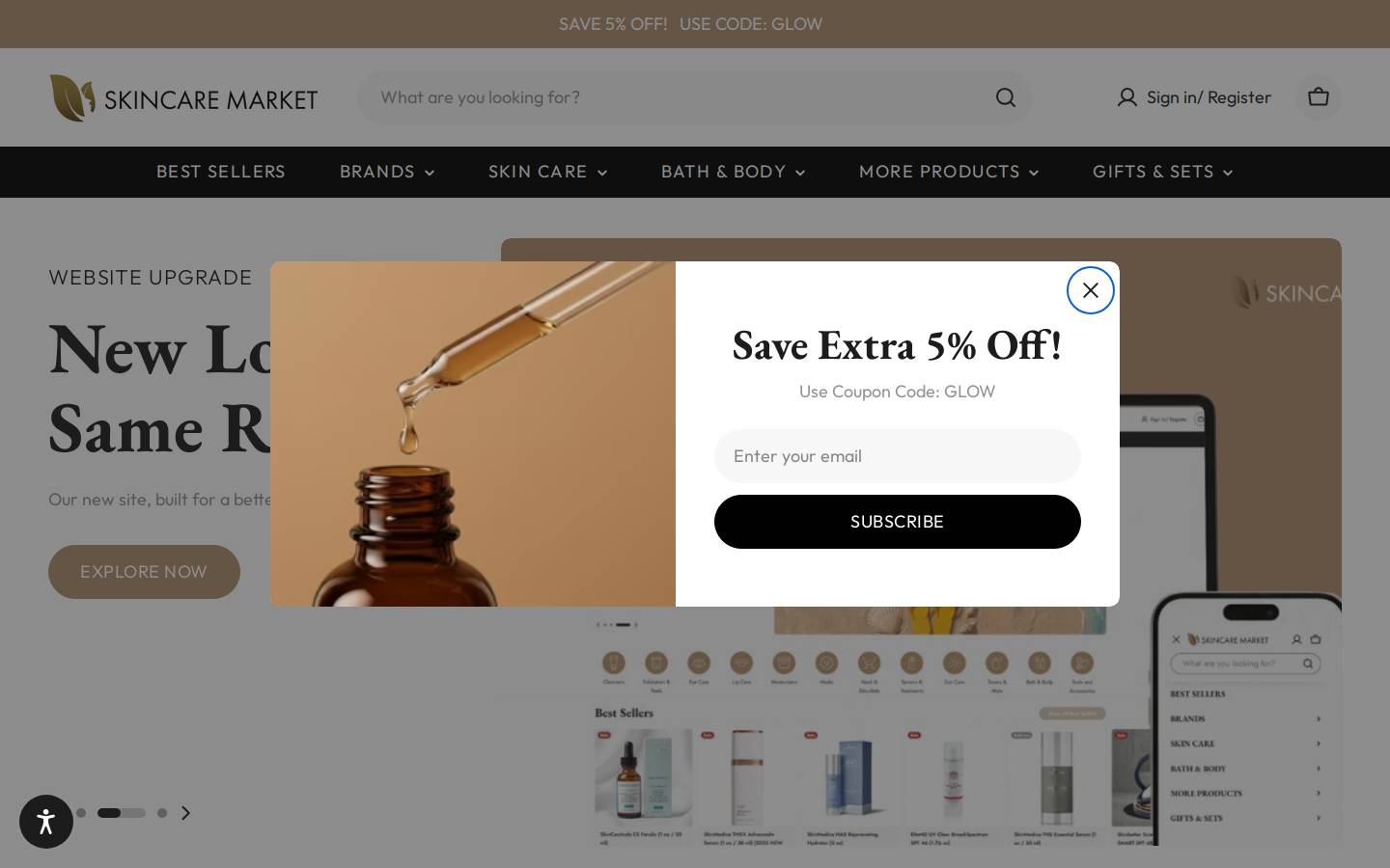 Skincare Market homepage screenshot