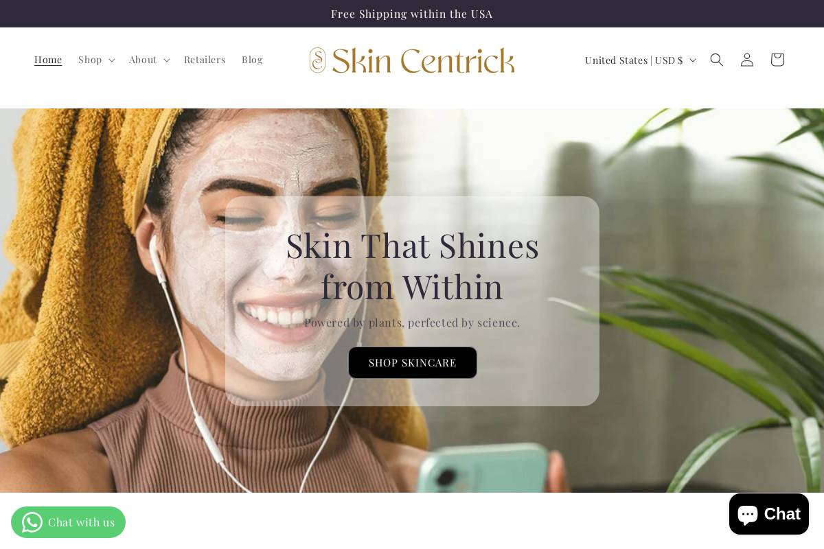 skincentrick.com homepage screenshot