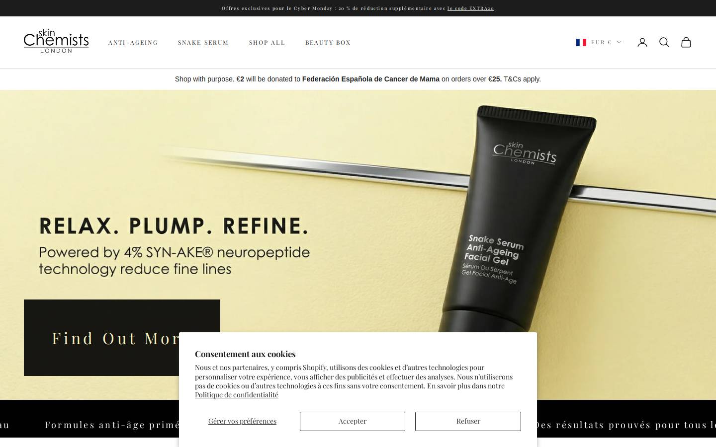 skinChemists homepage screenshot