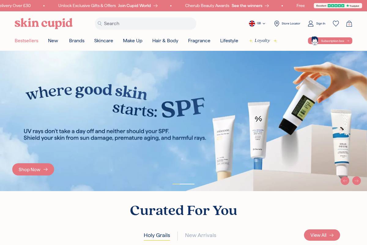 skincupid.ca homepage screenshot