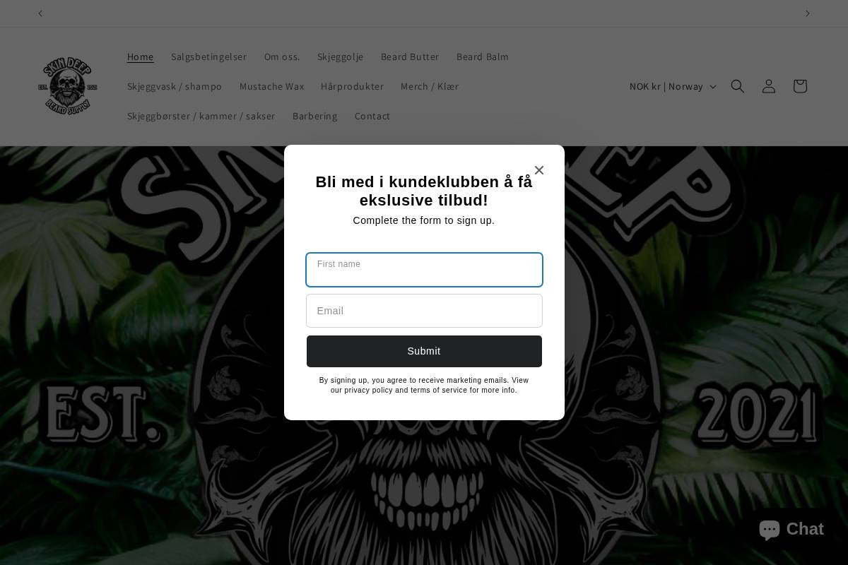 skindeepbeardsupply.com homepage screenshot