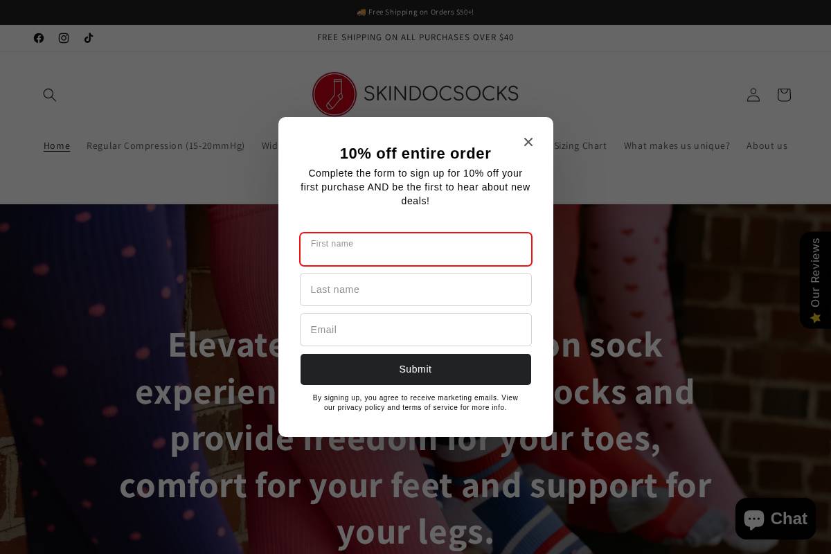 skindocsocks.com homepage screenshot