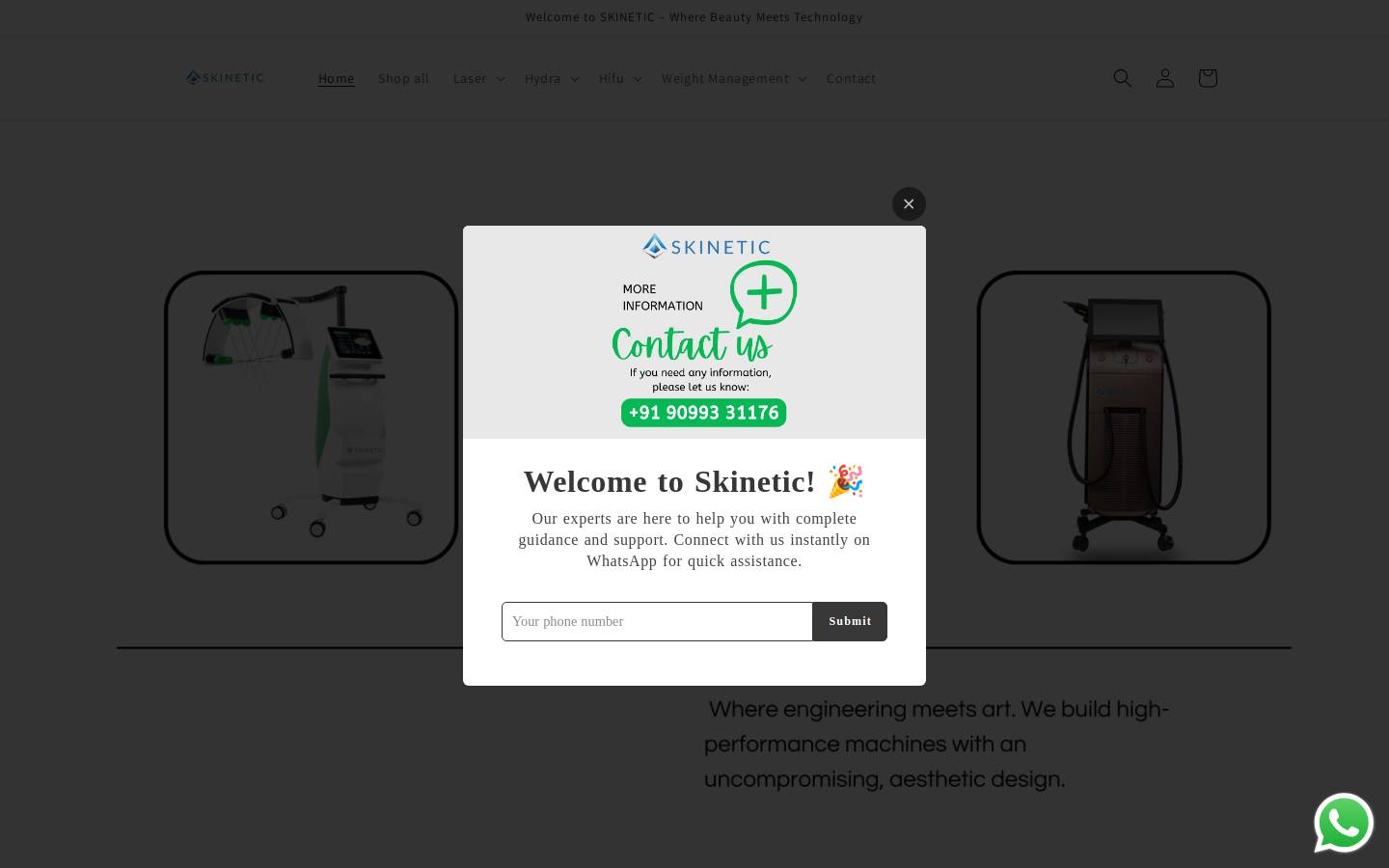 skinetic.in homepage screenshot