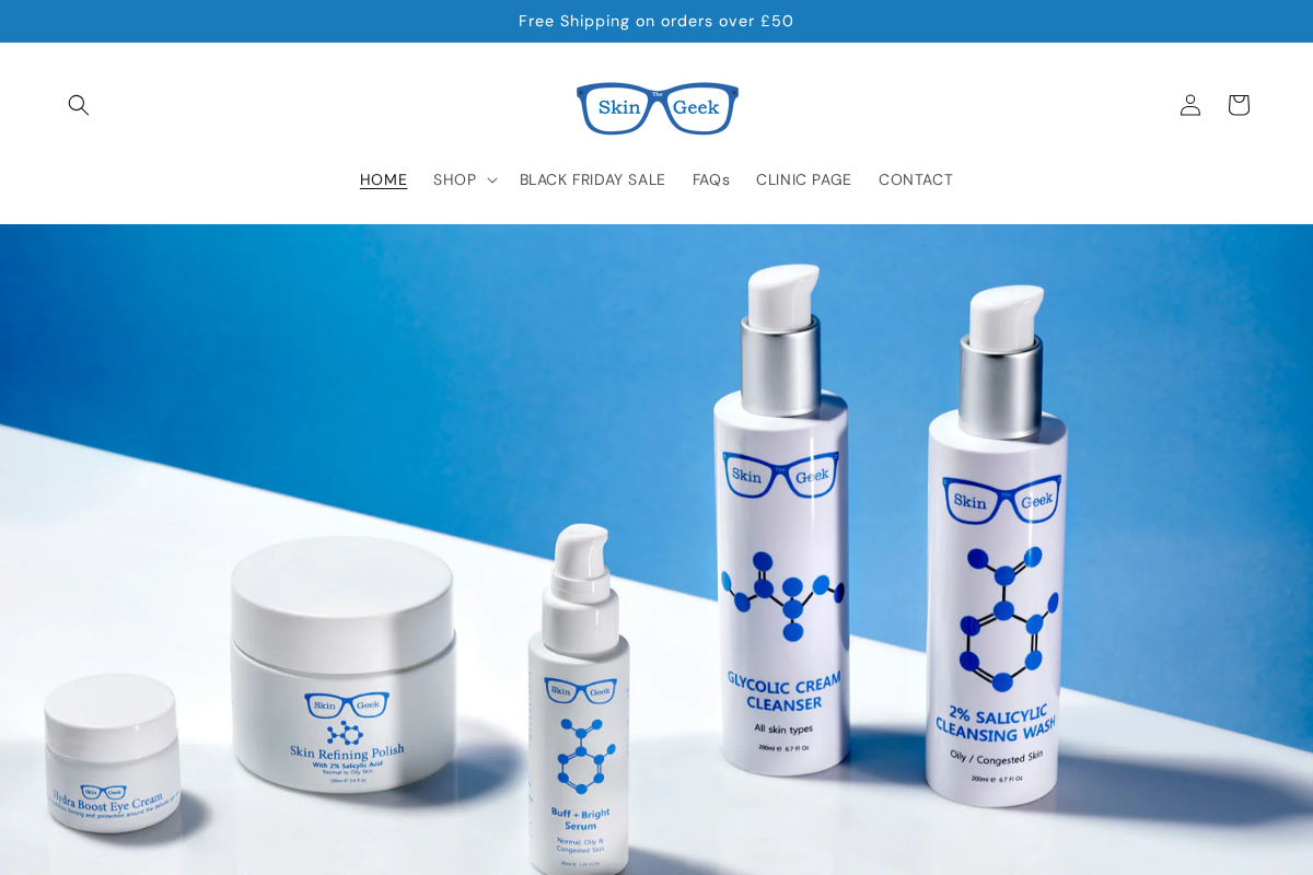 Skin Geek Store homepage screenshot