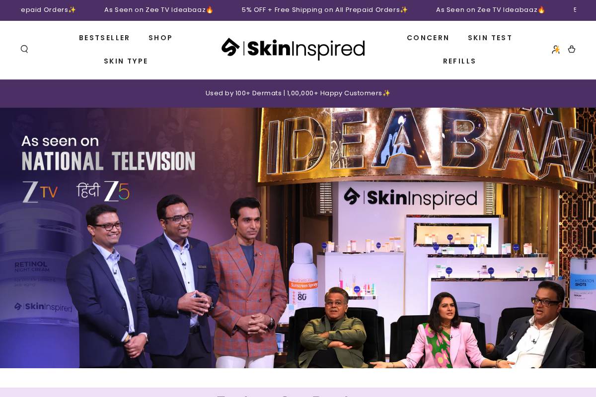 Skininspired homepage screenshot
