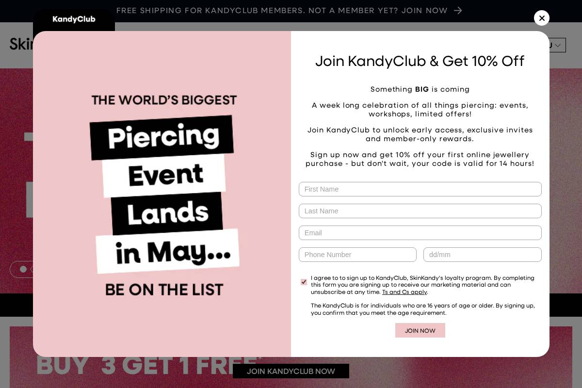 skinkandy.com homepage screenshot