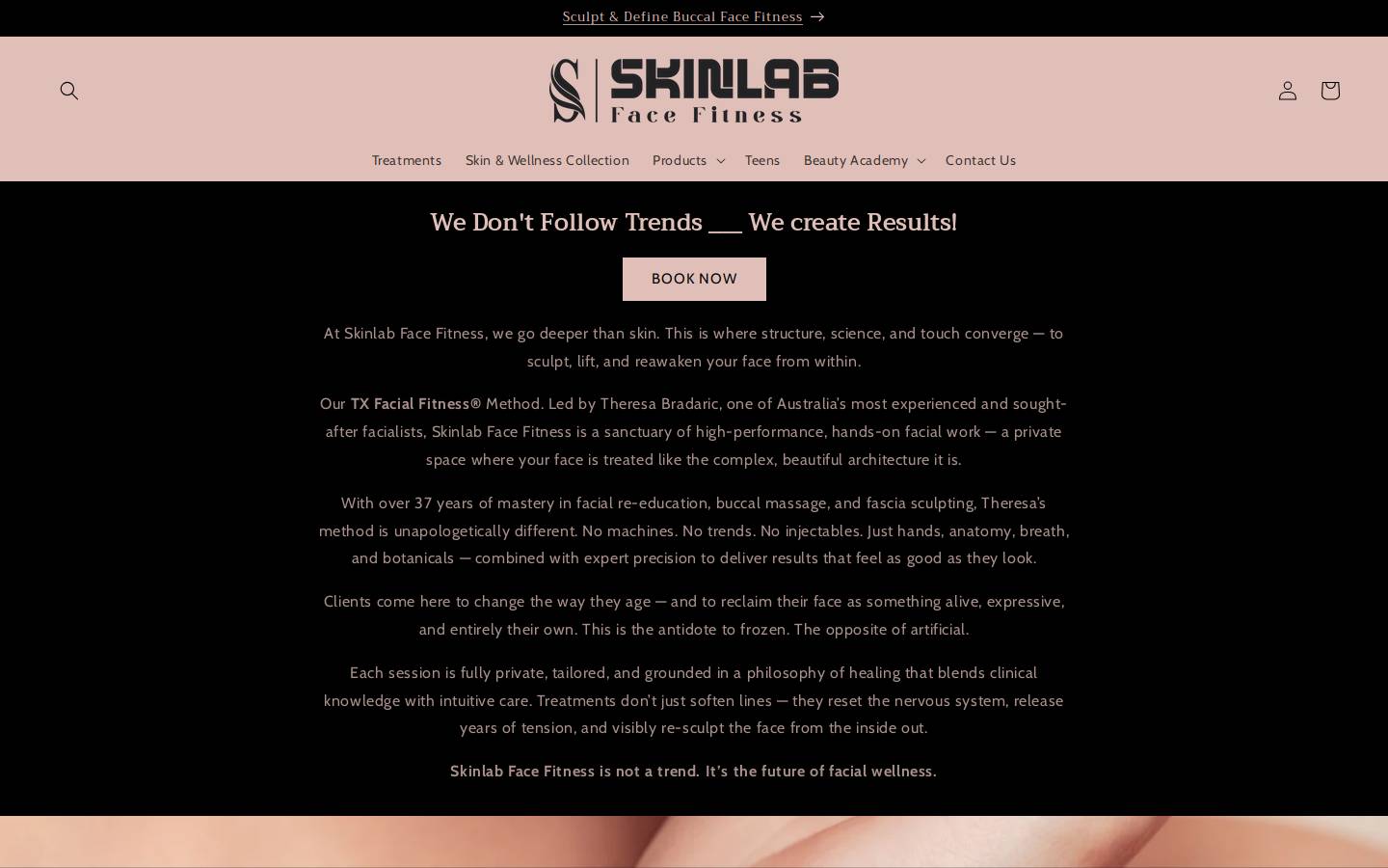 skinlabfacefitness.com homepage screenshot