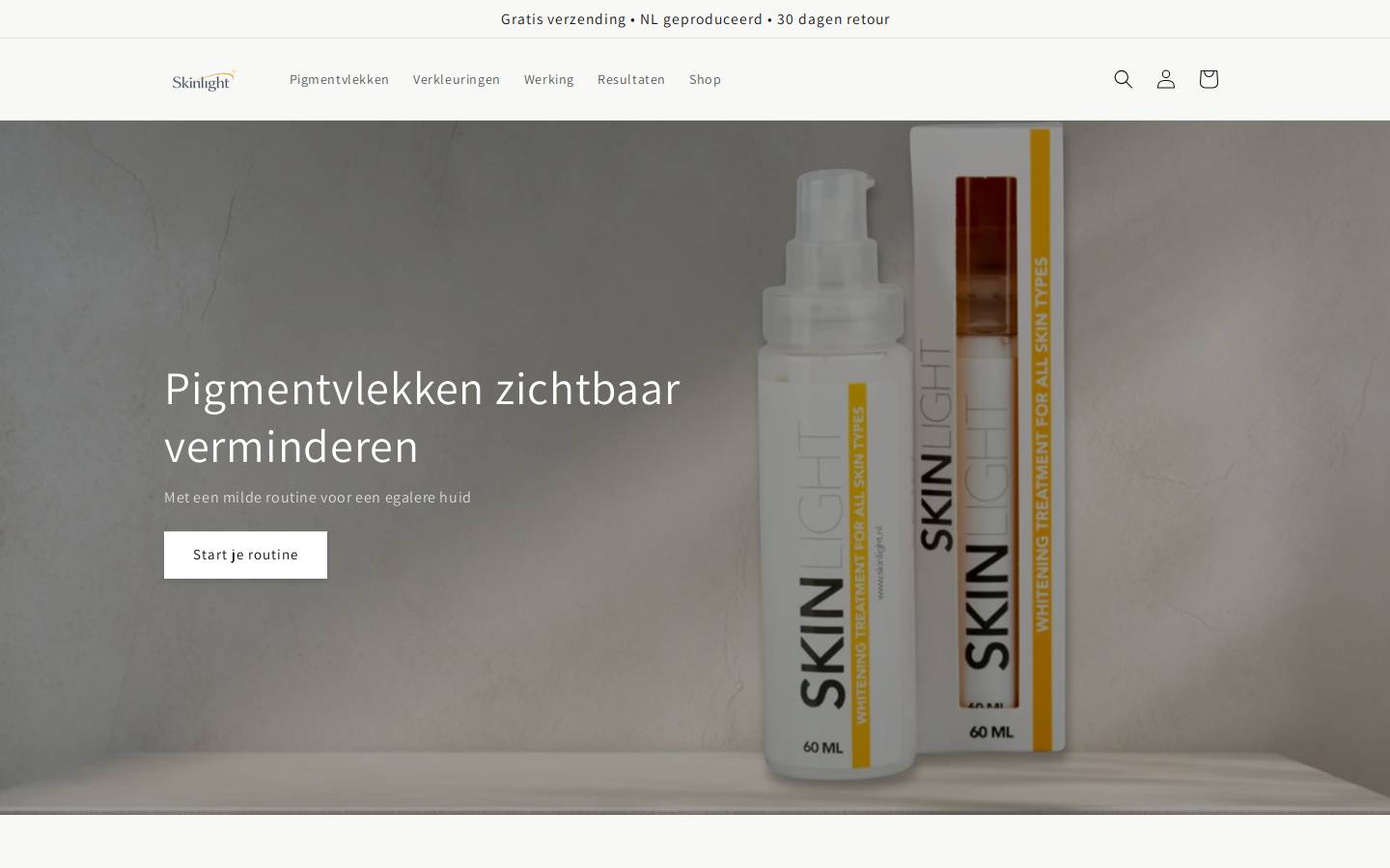 skinlight.nl homepage screenshot