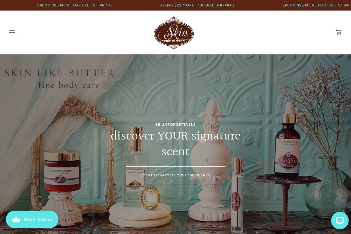 skinlikebutterbodycare.com homepage screenshot