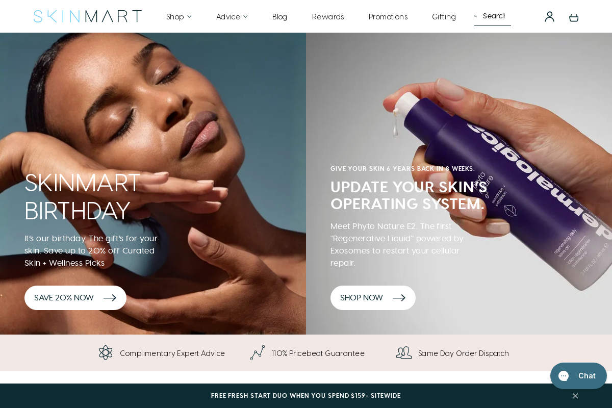 Skinmart homepage screenshot