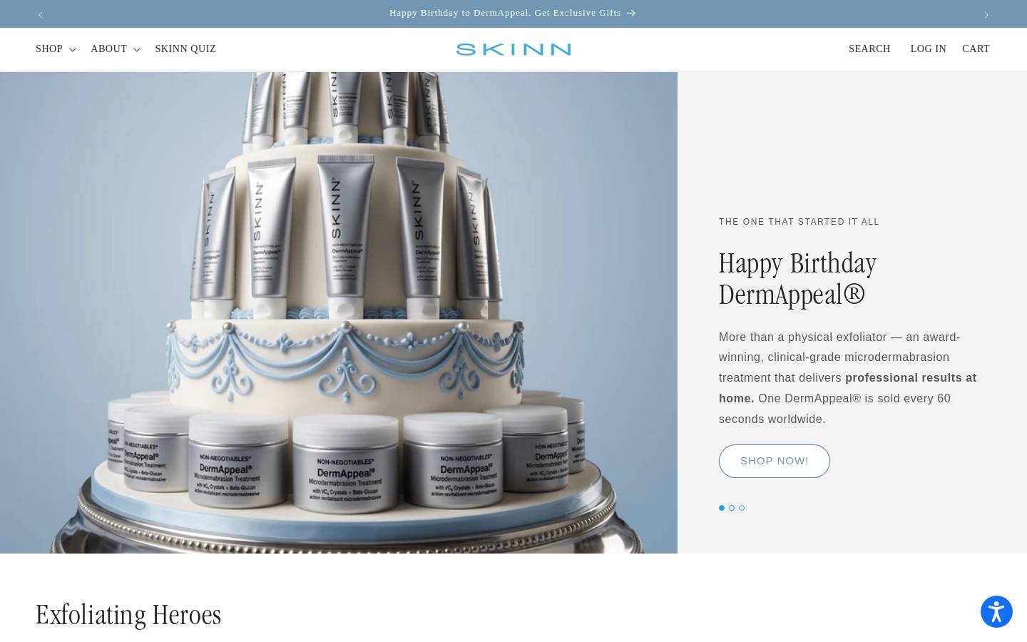 Skinn.com homepage screenshot