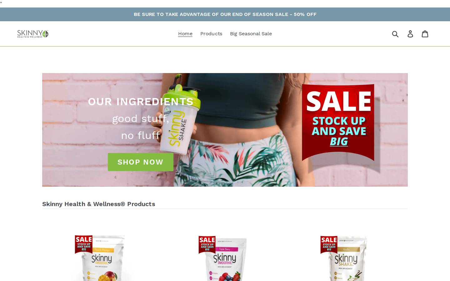 skinnybegood.com homepage screenshot