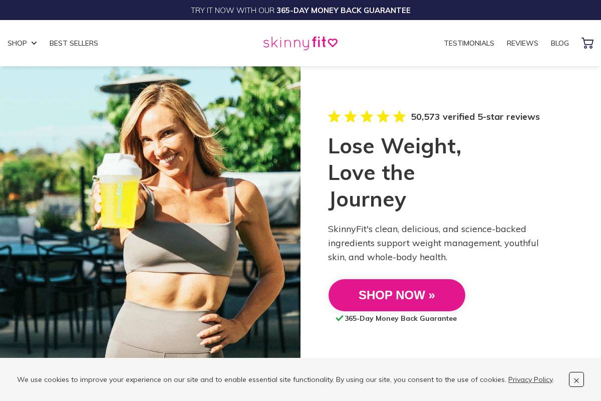 SkinnyFit homepage screenshot