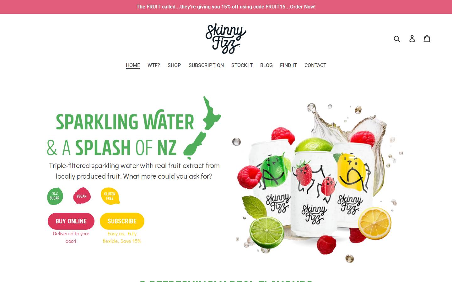 skinnyfizz.co.nz homepage screenshot