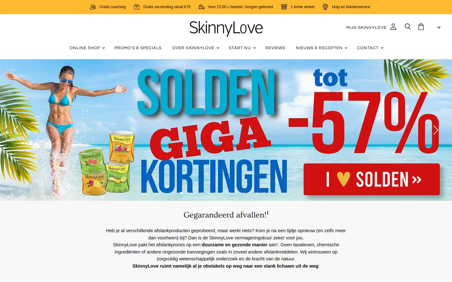 Skinnylove homepage screenshot