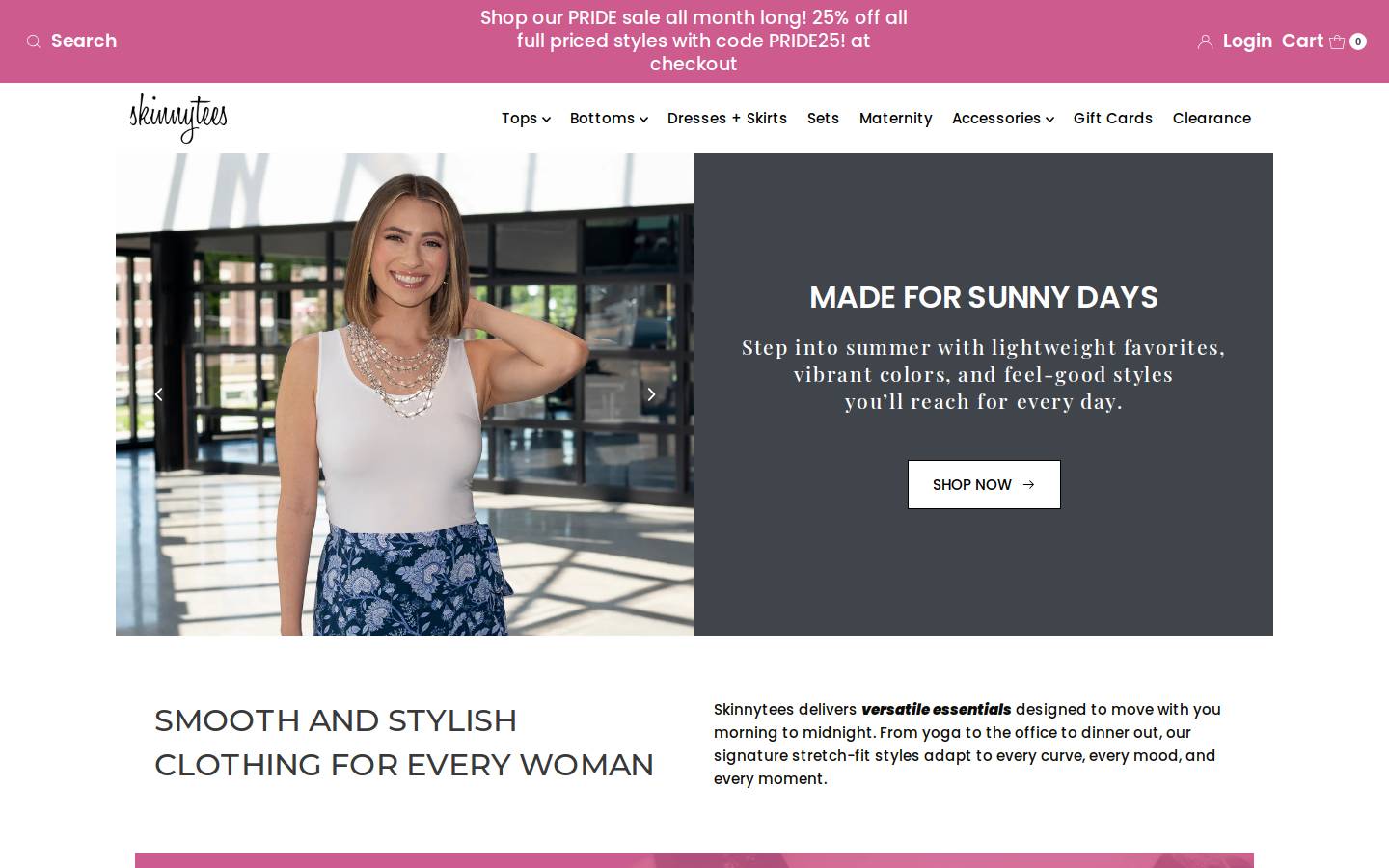 skinnytees.com homepage screenshot