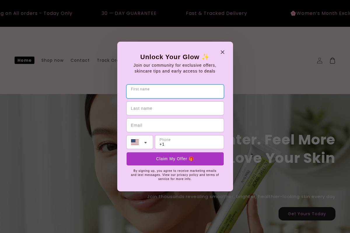skinova.totalsolutionco.com homepage screenshot