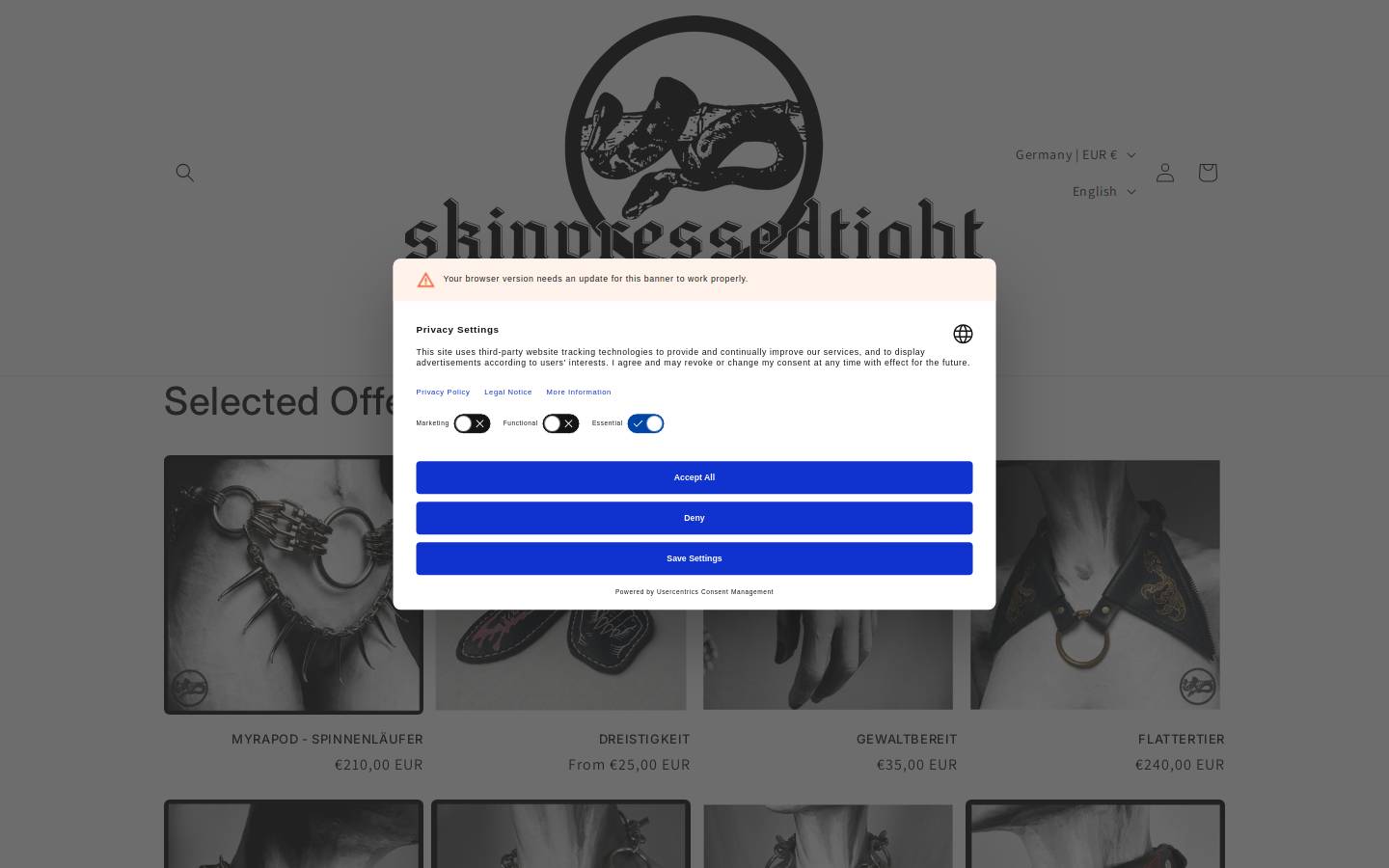 skinpressedtight.com homepage screenshot