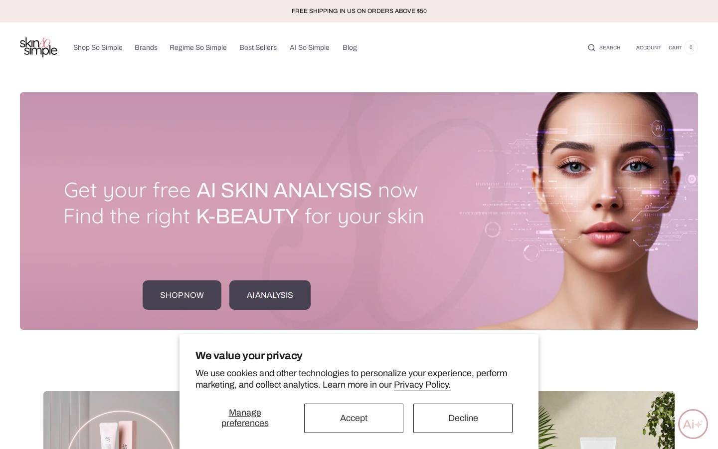 Skinsosimple homepage screenshot