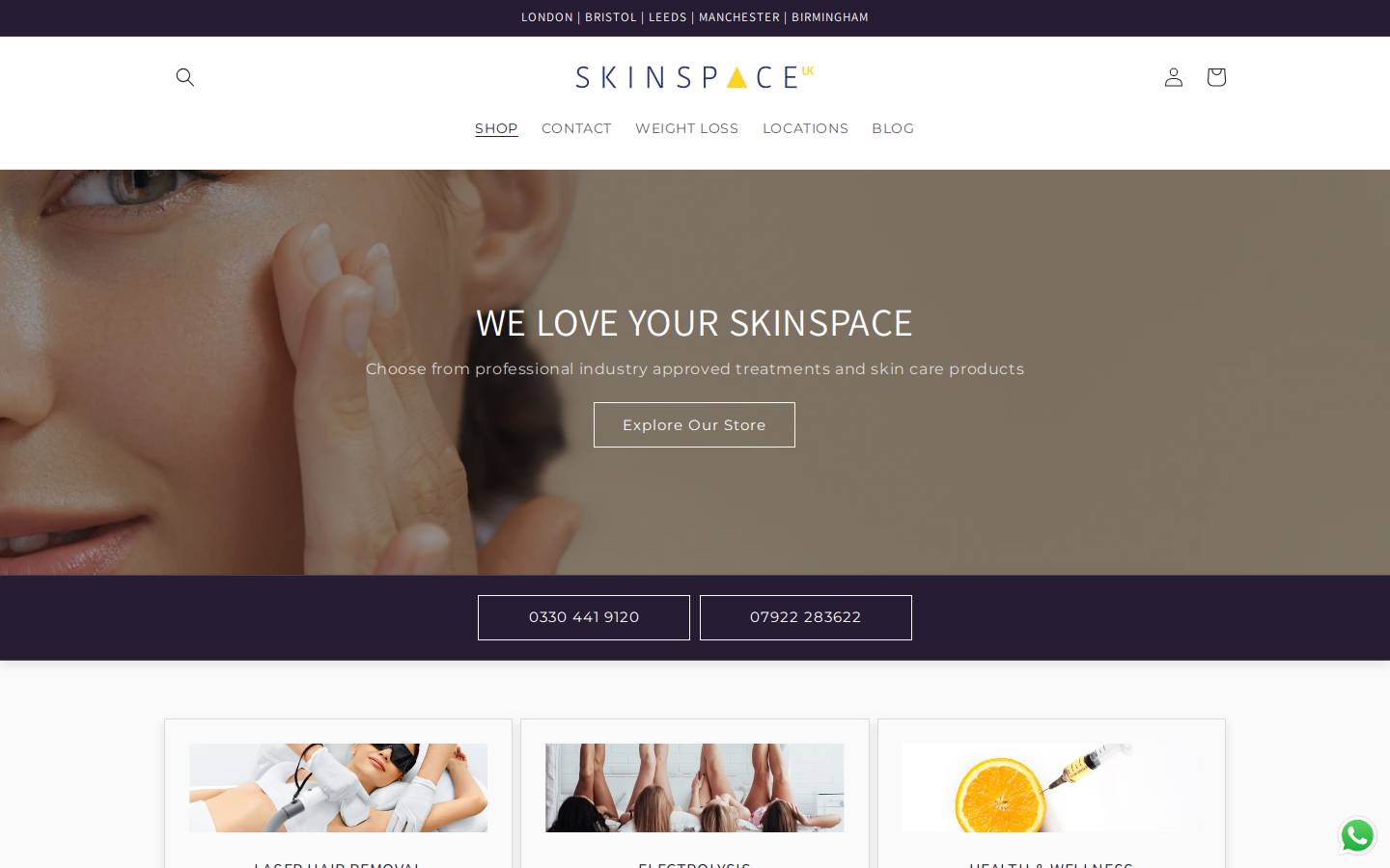 SkinSpaceUK homepage screenshot