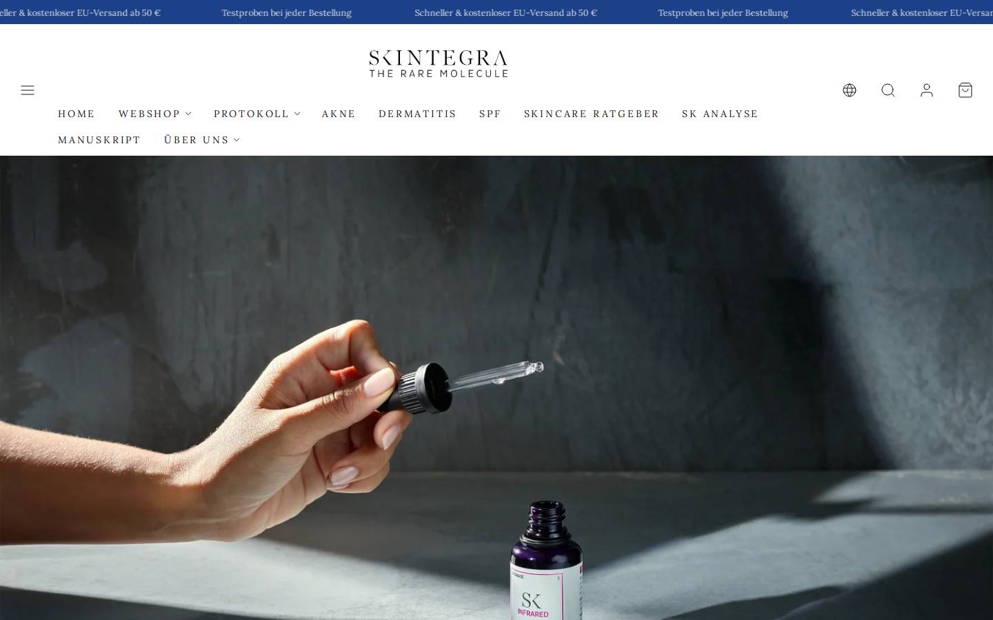 skintegra.de homepage screenshot