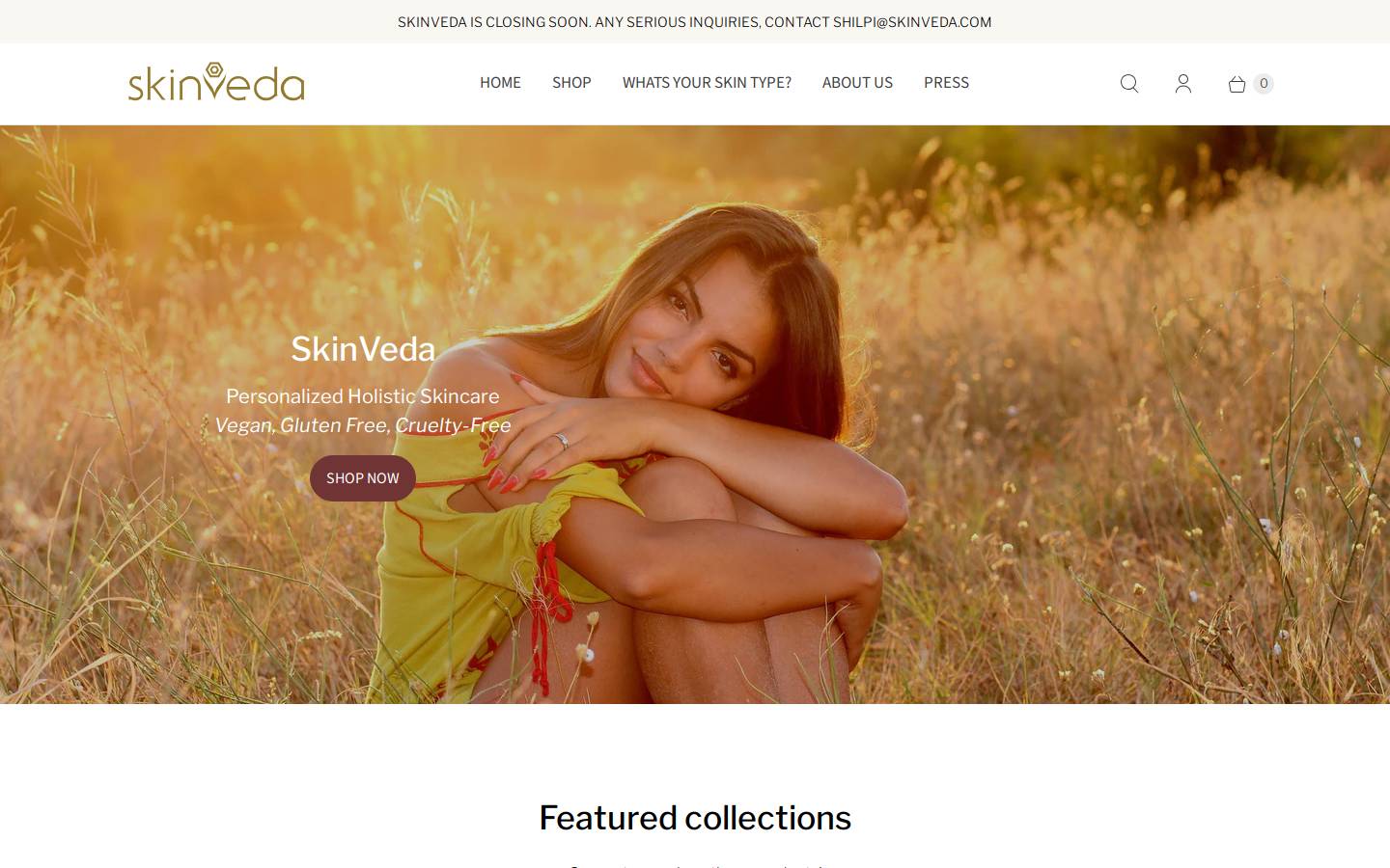 skinveda.com homepage screenshot