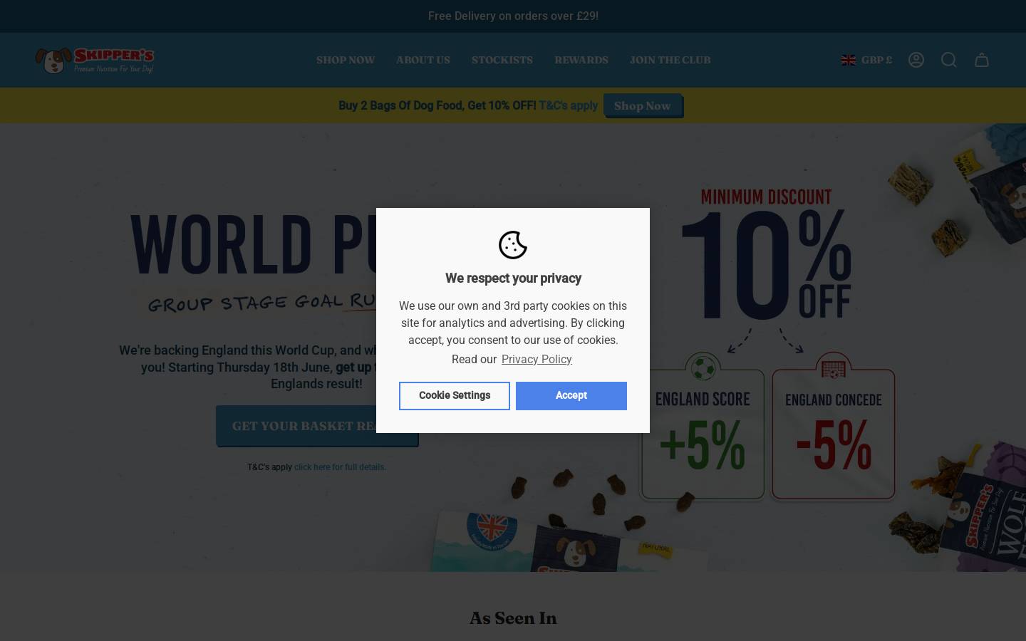 Skipper's Pet Products homepage screenshot