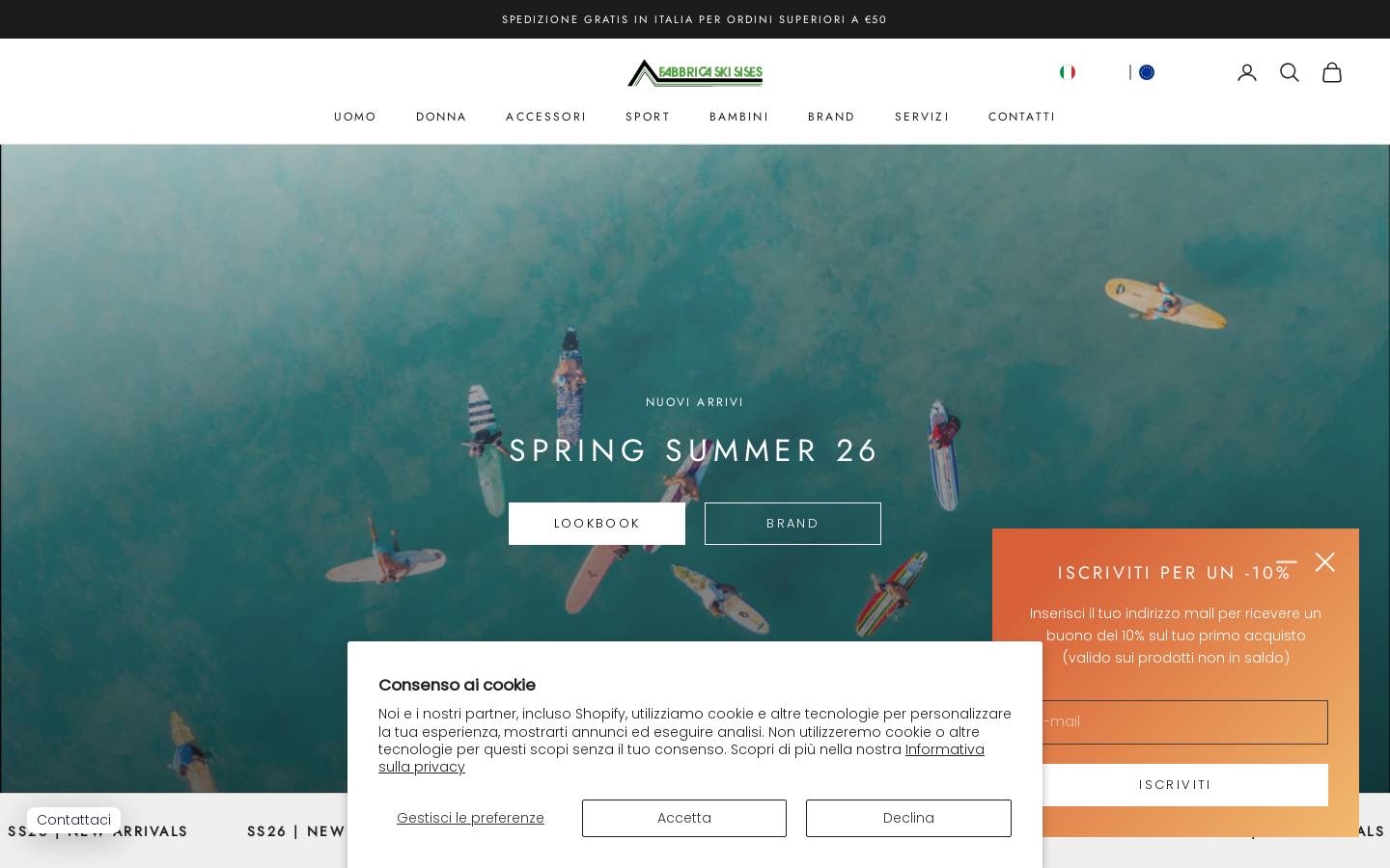 Fabbrica Ski Sises Biella homepage screenshot