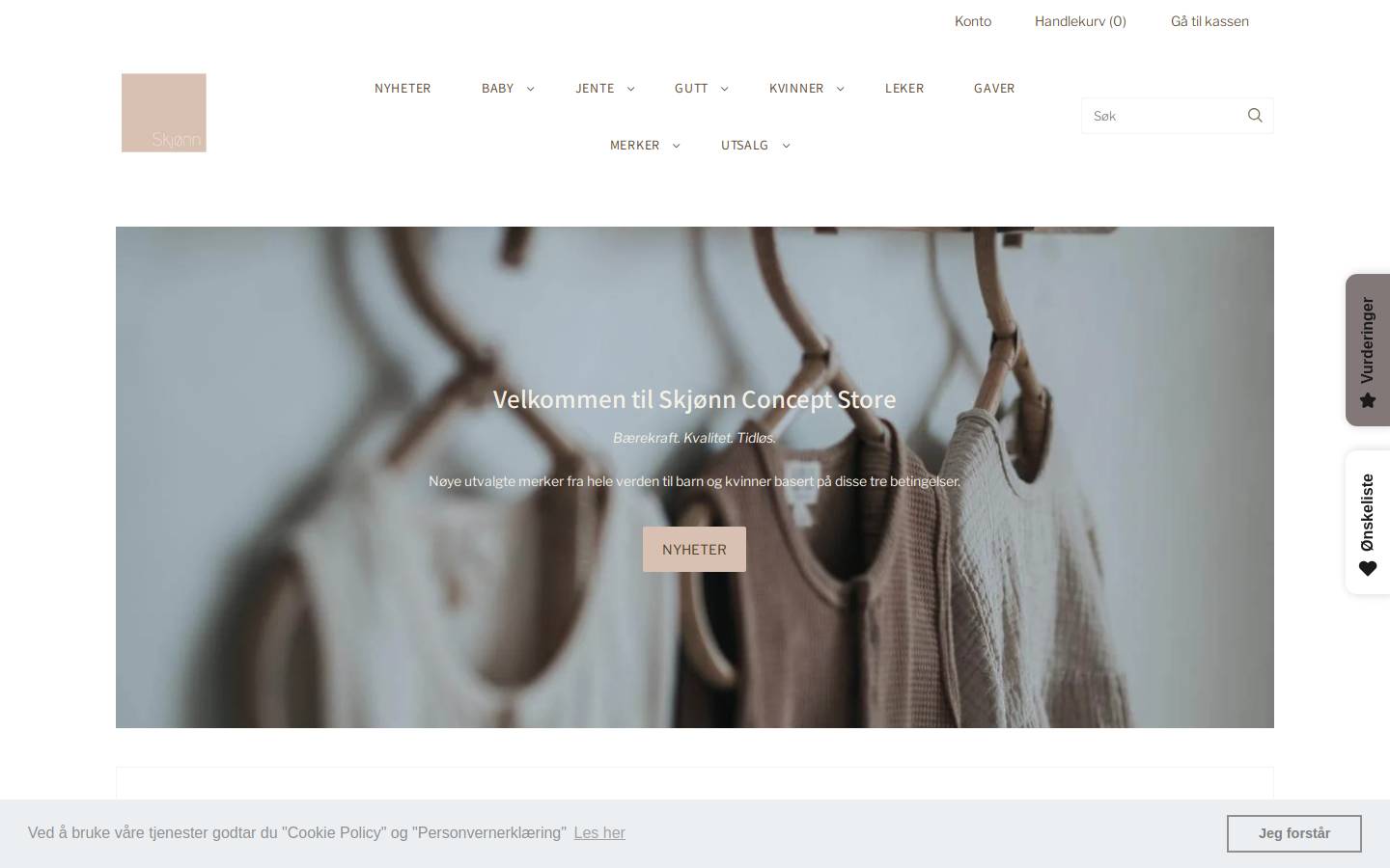 Skjønn Concept Store homepage screenshot