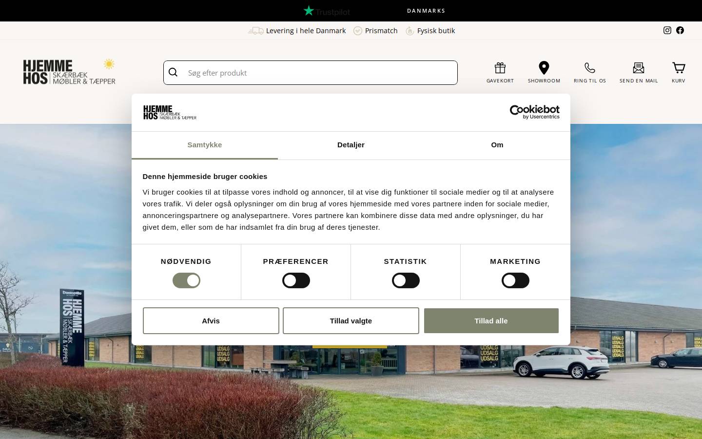 Skærbæk Møbler & Tæpper homepage screenshot
