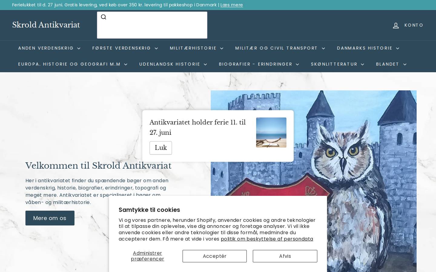 Skrold Antikvariat homepage screenshot