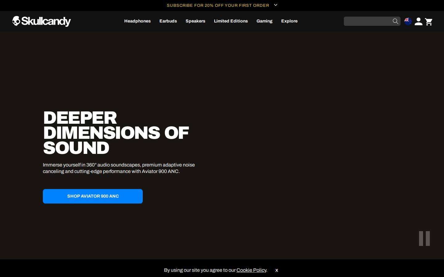 Skullcandy homepage screenshot