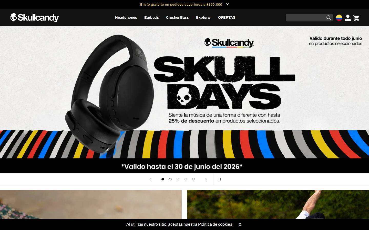 Skullcandy homepage screenshot