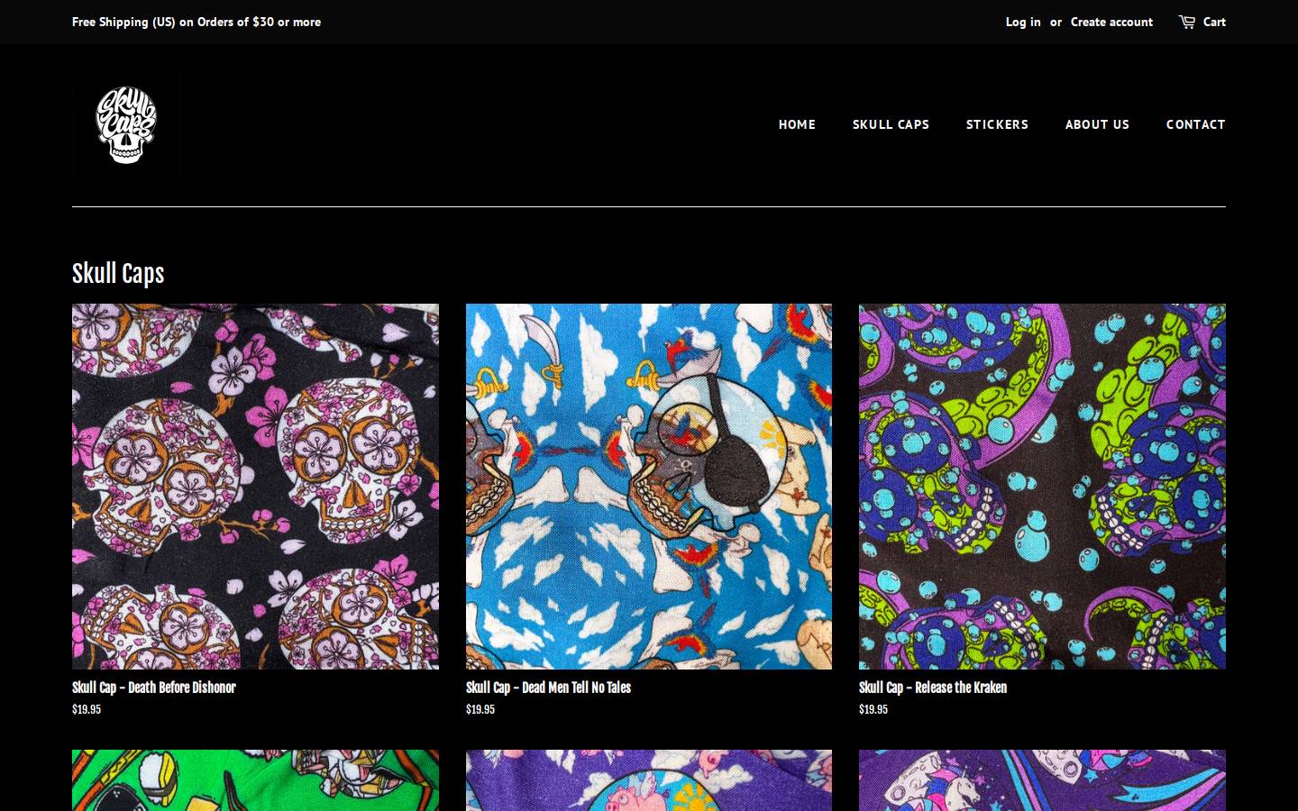 skullcapsco.com homepage screenshot