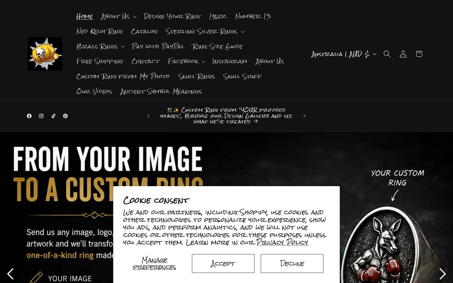 skullringshop.com homepage screenshot