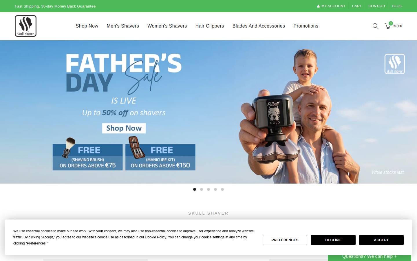 Skullshaver homepage screenshot