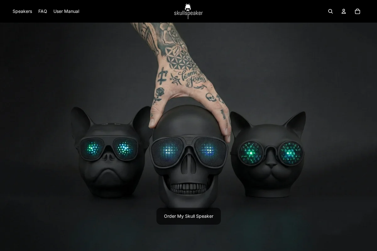 Skull Speaker homepage screenshot