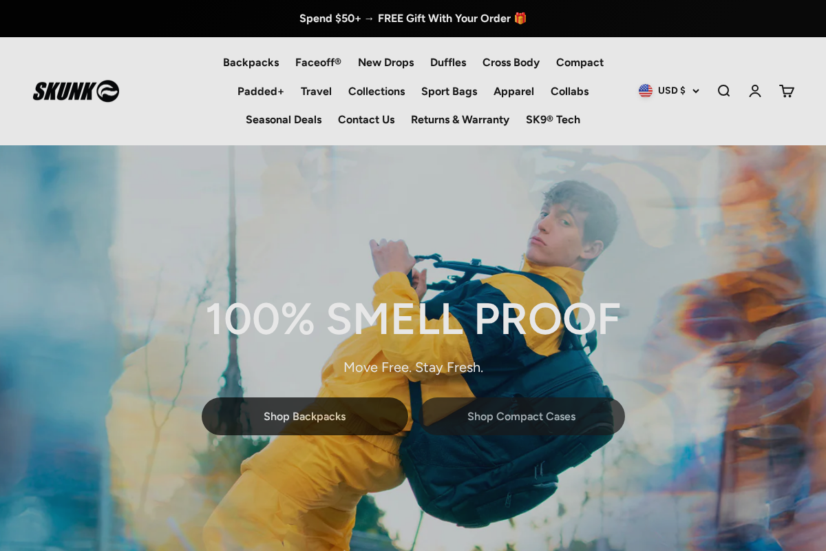 skunkbags.com homepage screenshot