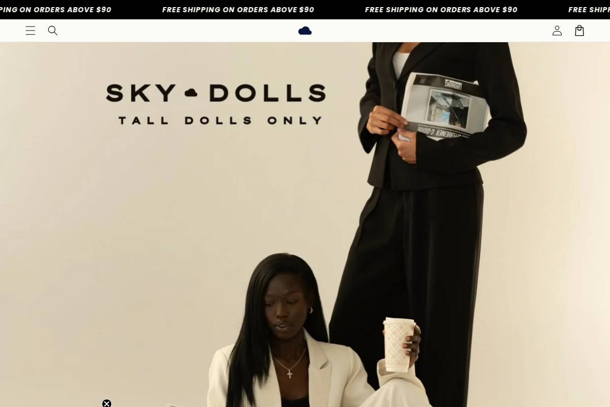 Sky Dolls homepage screenshot