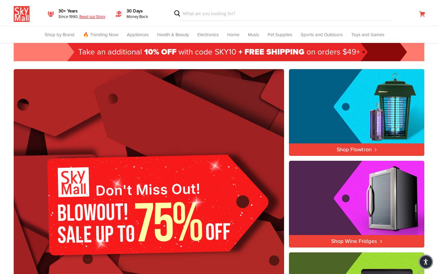 SkyMall homepage screenshot