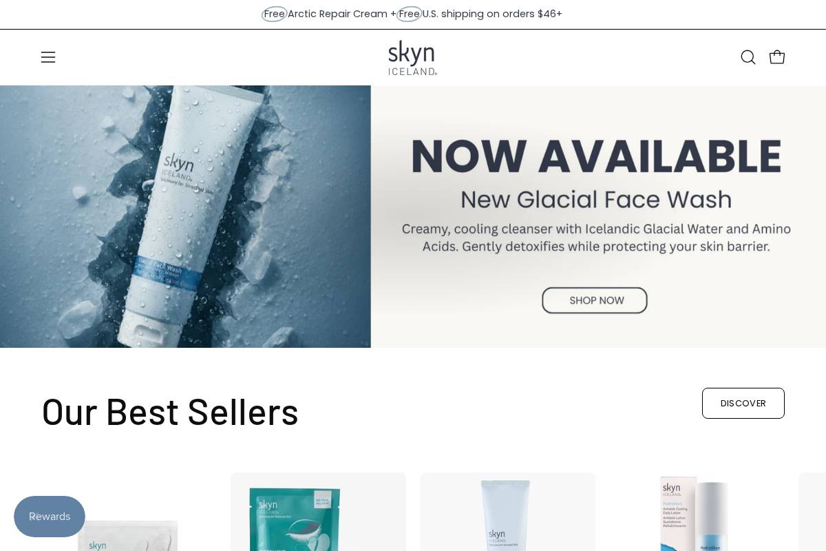 skyn ICELAND homepage screenshot