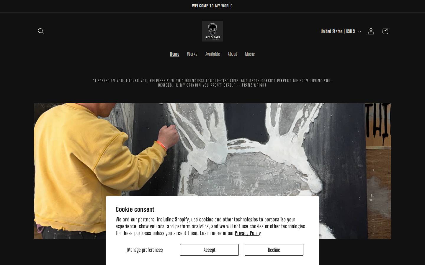 skyonart.com homepage screenshot