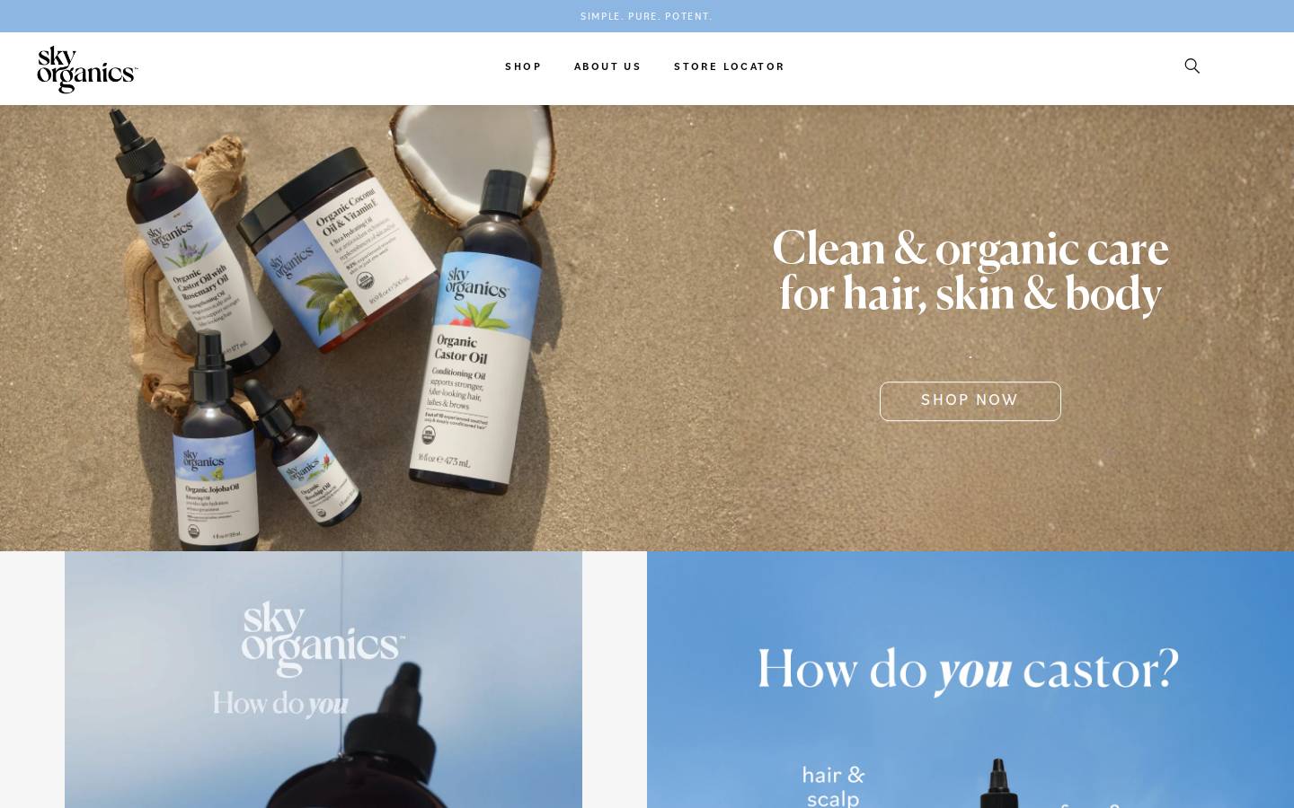 skyorganics.com homepage screenshot