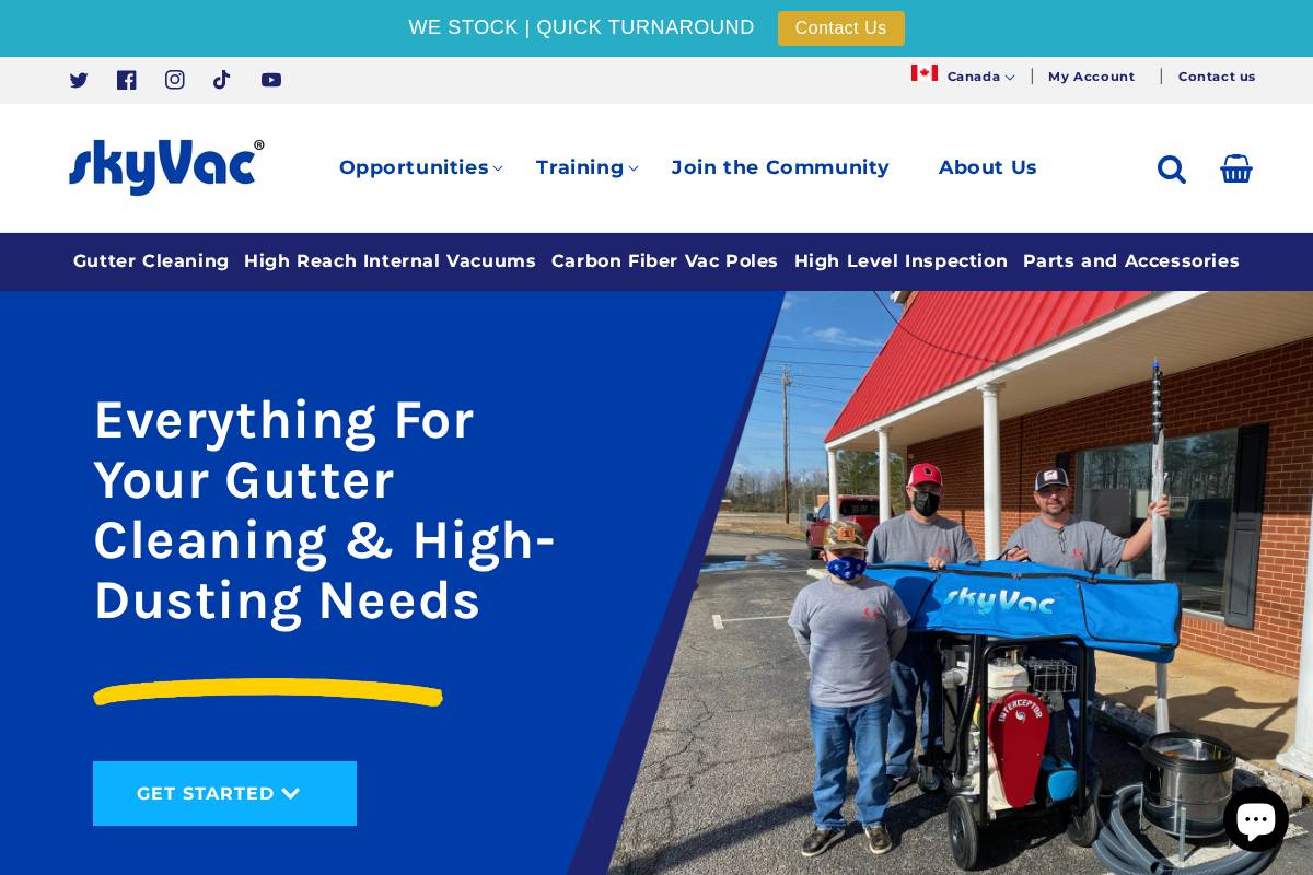 Skyvac homepage screenshot