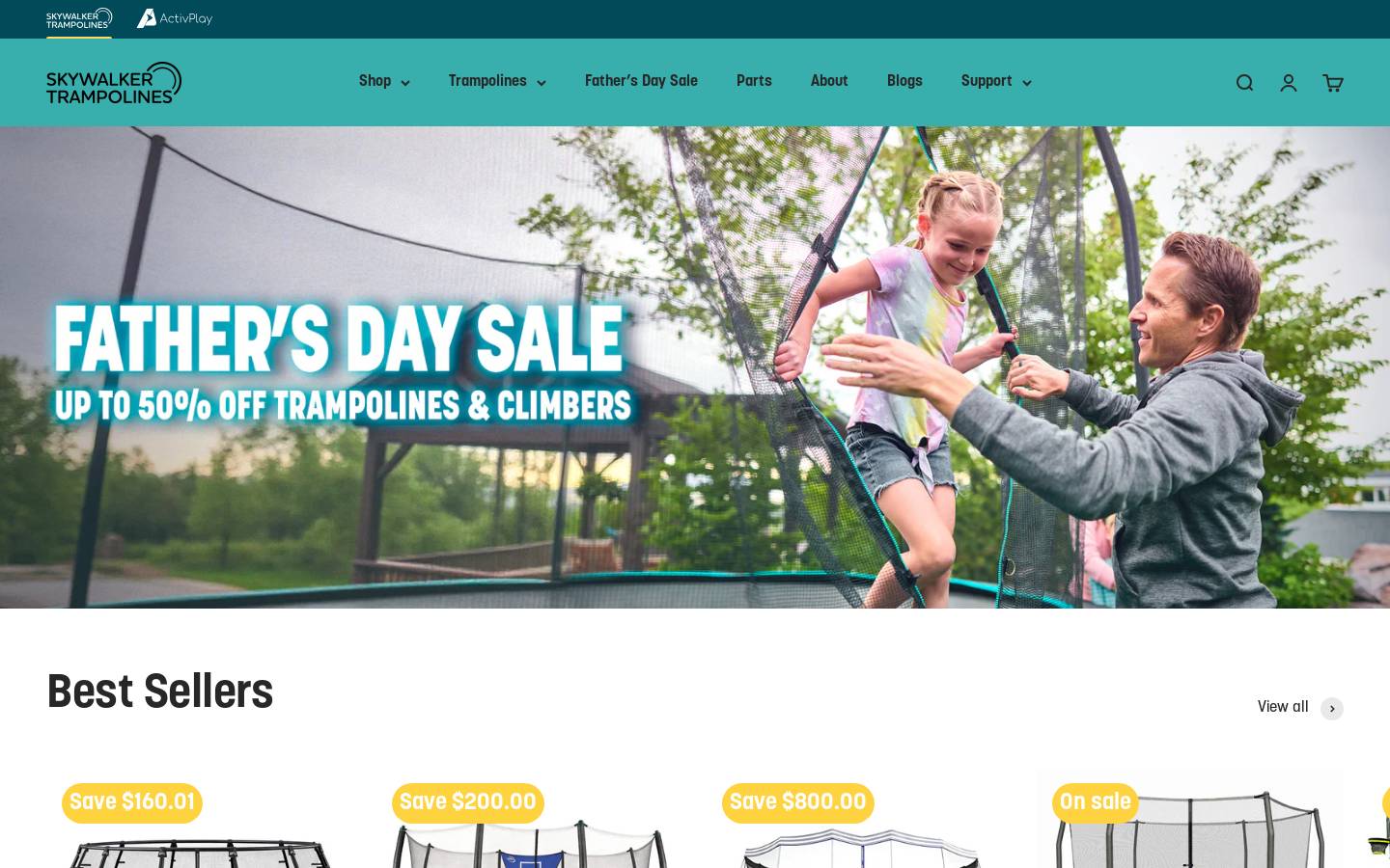 Skywalkertrampolines homepage screenshot